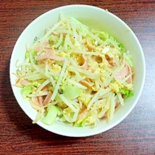 節約料理！もやキャベハム卵のバター炒め